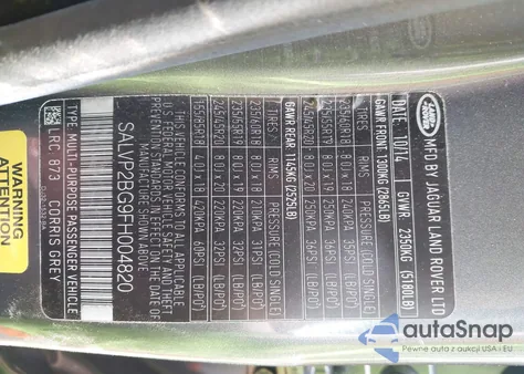 2015 Land Rover Range Rover Evoque Pure z USA, uszkodzony, nr VIN SALVP2BG9FH004820